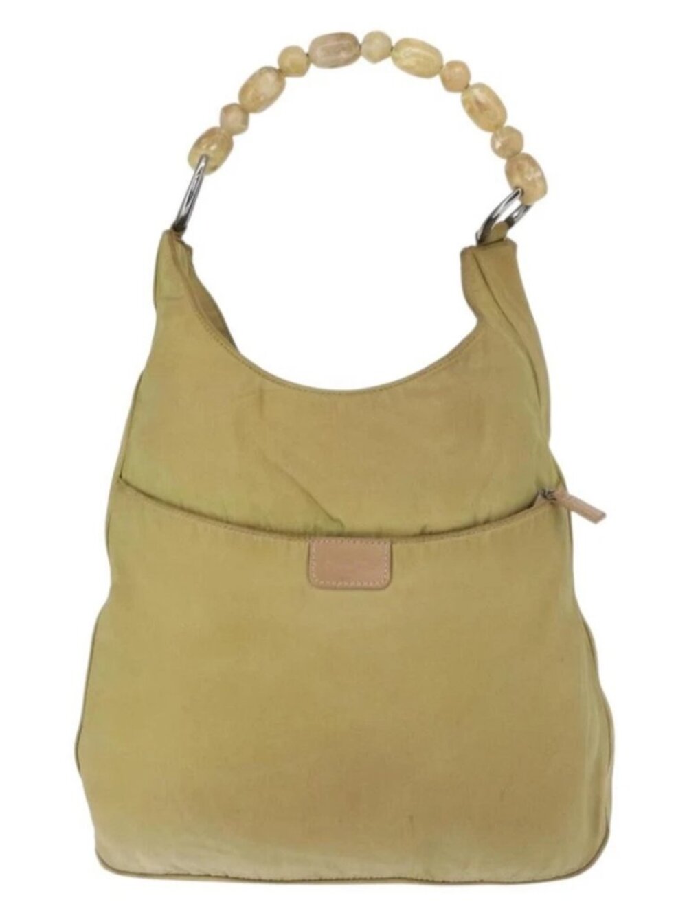 Christian Dior Maris Pearl Shoulder Bag Nylon Beige Silver Auth - Picture 3 of 16